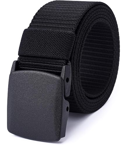 SHAVIT Mens Nylon Belt with Plastic Buckle, Work Web Belt for Men