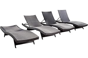 Christopher Knight Home Salem Outdoor Wicker Adjustable Chaise Lounge Chairs, 4-Pcs Set, Multibrown