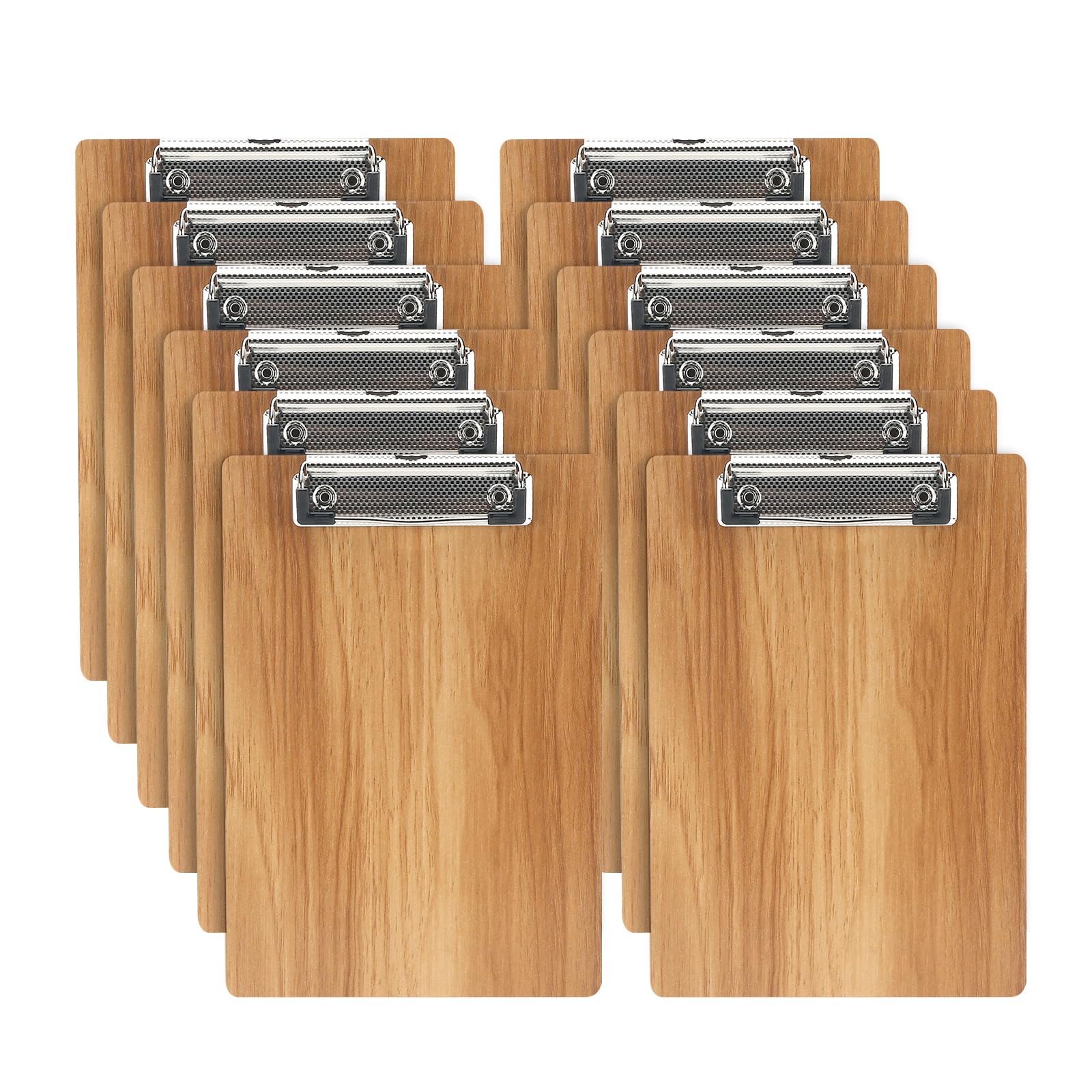A5 Clipboard,12 Pack Wooden Clipboard with Low Profile Clip,A5 Clip Board Wooden Clipboards Hardboard