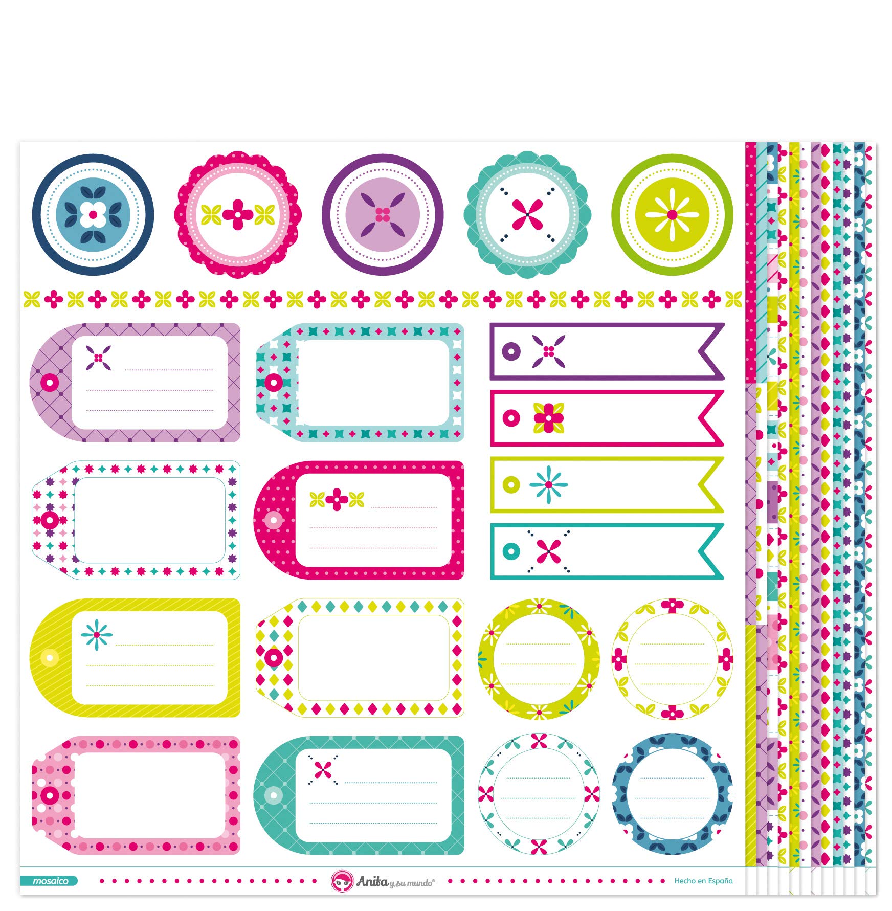 Anita and Su Mundo Collection Mosaic Scrapbooking Papers, Paper, Multi-Colour, 12 x 12 Inches