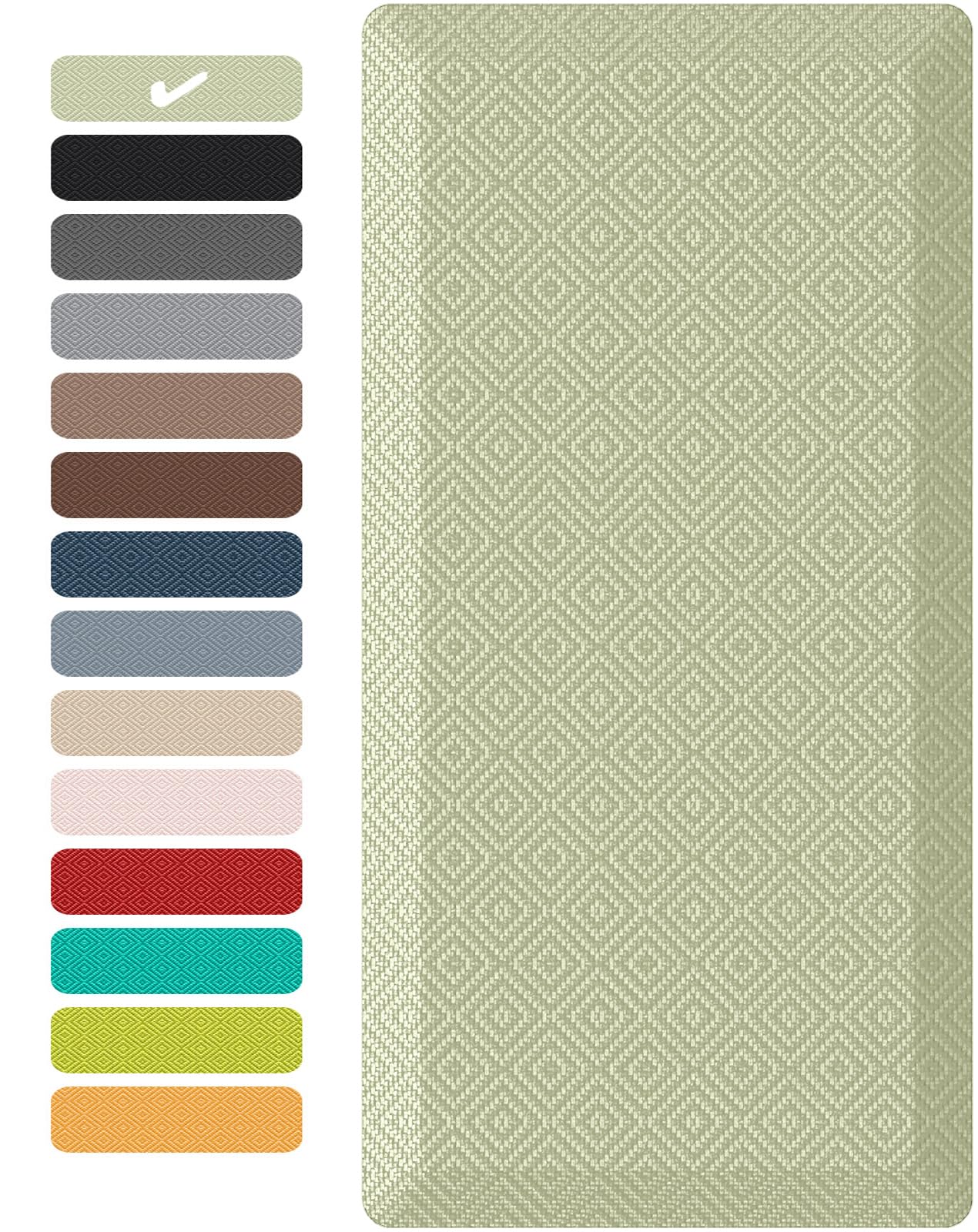 Ophanie Kitchen mats for Floor, 3/4 inch Thick, Kitchen Rugs, 20''x48'' Anti Fatigue Standing Cushioned Mat, Waterproof,Comfort Ergonomic mat for Office, Home, Sink, Sage Green Non-Slip Bottom Image