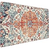 Large Gaming Mouse Pad for Desk, Boho Style Design Carpet Desk Mat for Desktop, Non-Slip Rubber Base Stitched Edges Long Computer Keyboard Mouse Mat Desk Pad for Home Office Gaming 35.4"X15.7"