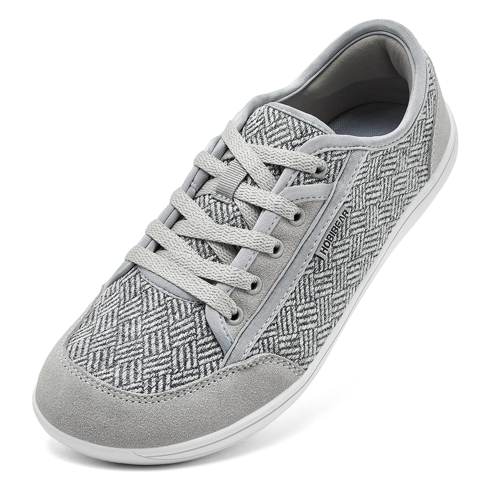 Photo 1 of HOBIBEAR Barefoot Shoes for Women Men Zero Drop Sole Wide Toe Box Walking Sneakers Light Grey, 12 Wide Women/11 Wide Men/ 12.5