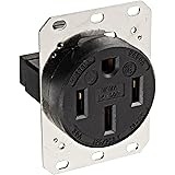 Straight Blade Devices, Receptacles, Flush Receptacle, Industrial Grade, 3-Pole 4-Wire Grounding, 50A 125/250V, 14-50R, Black