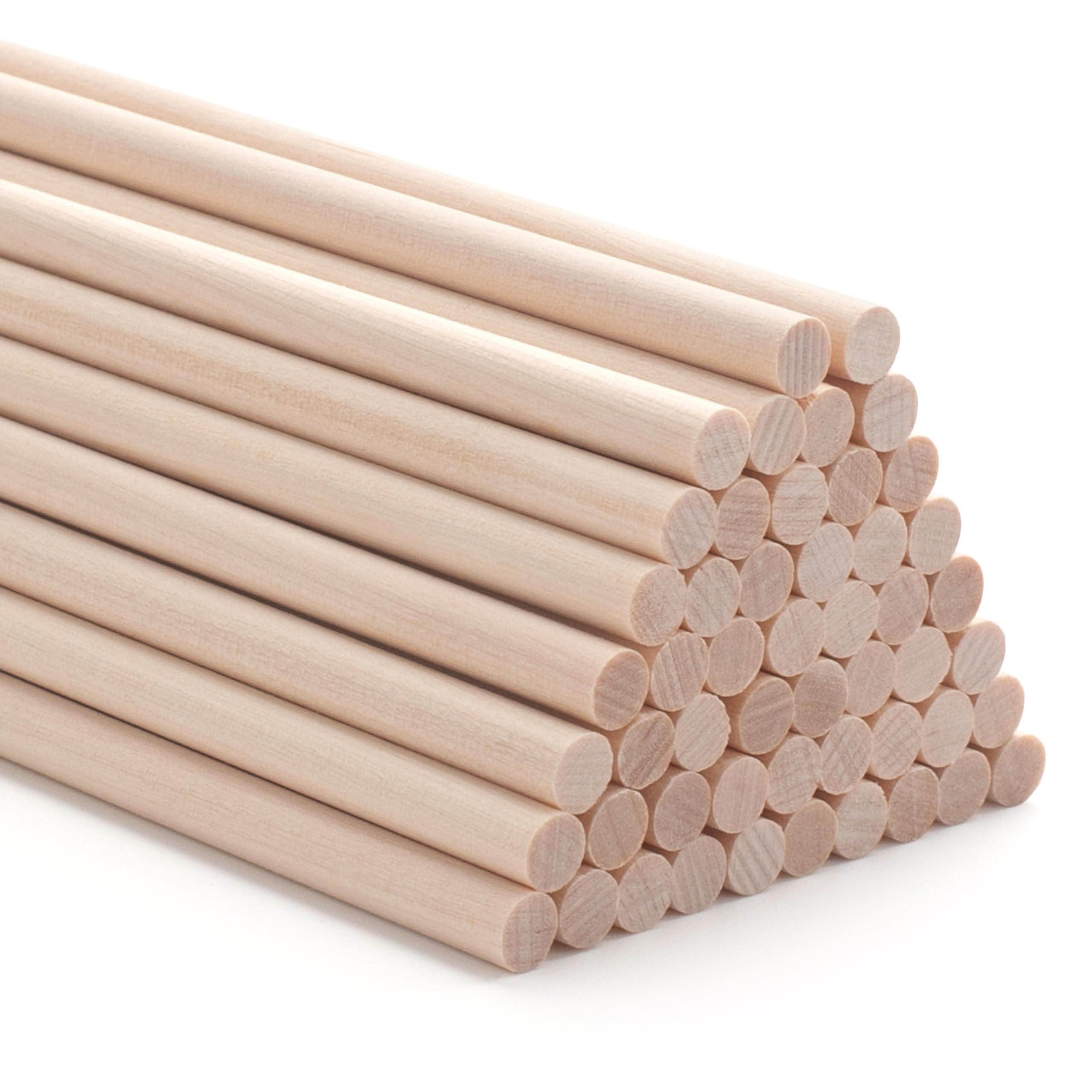 ONUPGO 50 PCS Dowel Rods 1/4 X 6 Inch Unfinished Round Wood Sticks for Crafts and DIY