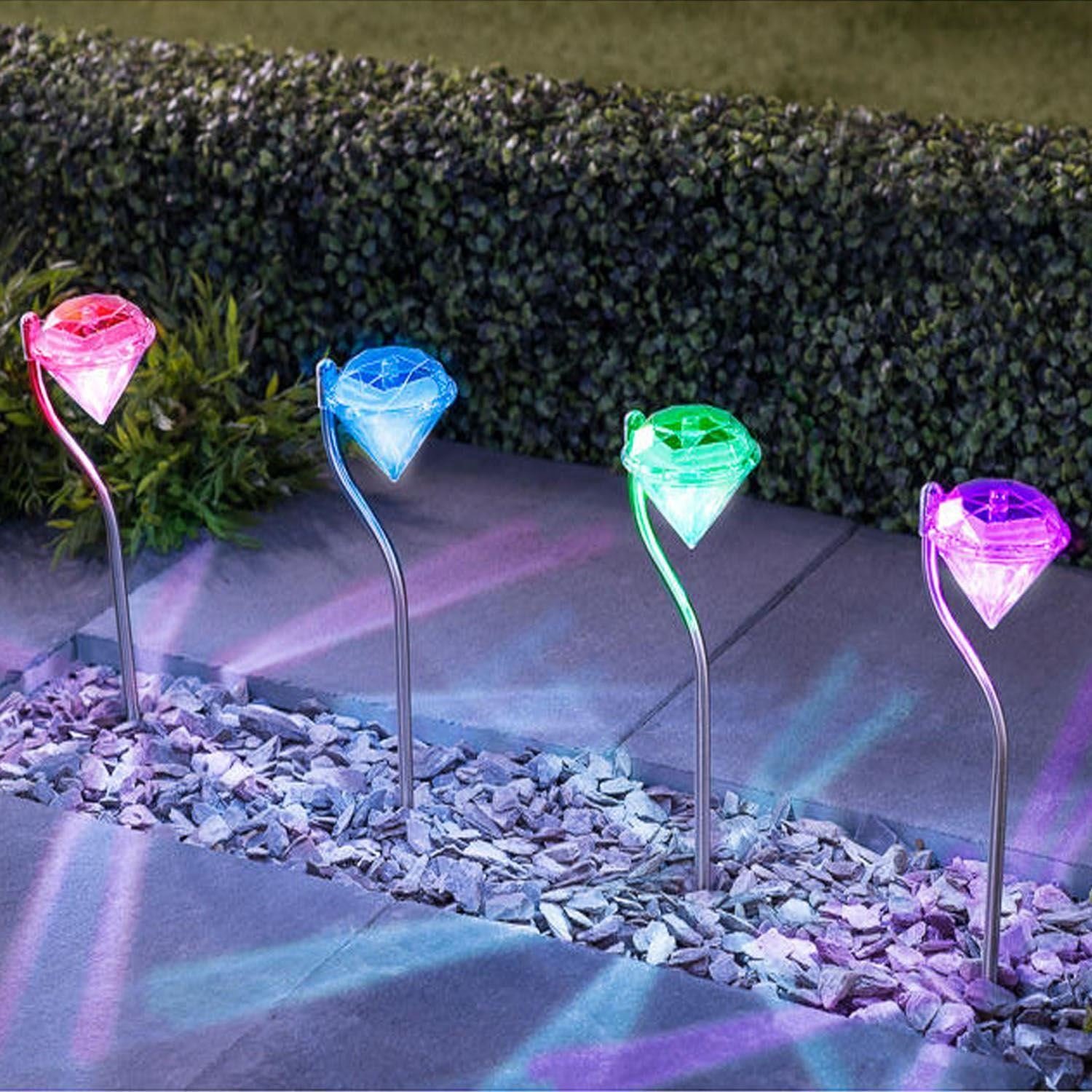 Solalite 12 x Colour Changing Solar Diamond Stake Lights Amazon.co.uk