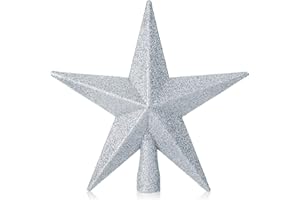 Mr. Pen Glitter Star Tree Topper, 8-Inch Silver Star Christmas Tree Topper