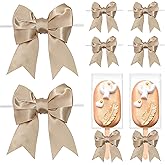 LIZLOVESS Champagne Gold Bows with Twist Ties 3.5 Inch Pre-Tied Double Satin Ribbon Bows for Gift Wrapping, Crafts, Wedding Decor, Treat Bags, Candy Apple, Christmas, Baby Shower (24 Pack)