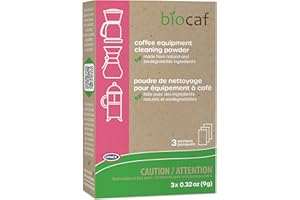 URNEX Biocaf Coffee Machine Cleaner - Cleaning Powder - 3 Single Use Packets - Compatible with Keurig Delonghi Nespresso Ninja Hamilton Beach Mr Coffee Braun and More
