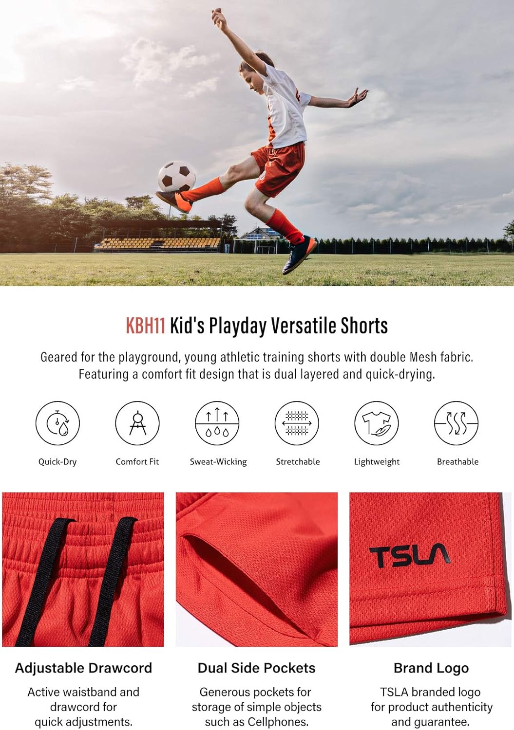 TSLA 1 or 2 Pack Boy's Athletic Shorts, Quick Dry Pull On Basketball Running Shorts, Active Sports Workout Gym Shorts : Clothing