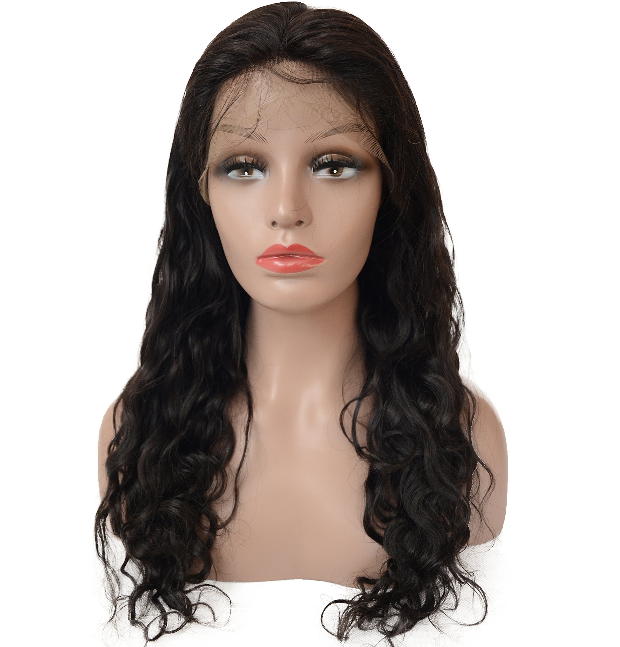 Human Hair Lace Front Wigs For Women, Veer Long Body Wave Glueless Brazilian Virgin 130% Density Natural Hairline With Baby Hair 20inch Natural Black(#1b)