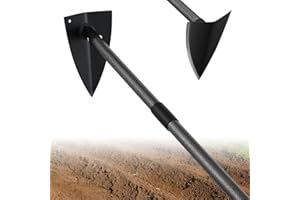 EUIJOIP Extra-Sharp Triangular Hoe - Heavy Duty Gardening & Construction Tool with 15"-60" Adjustable Stainless Steel Pole, Detachable Design for Digging, Weeding, Trenching