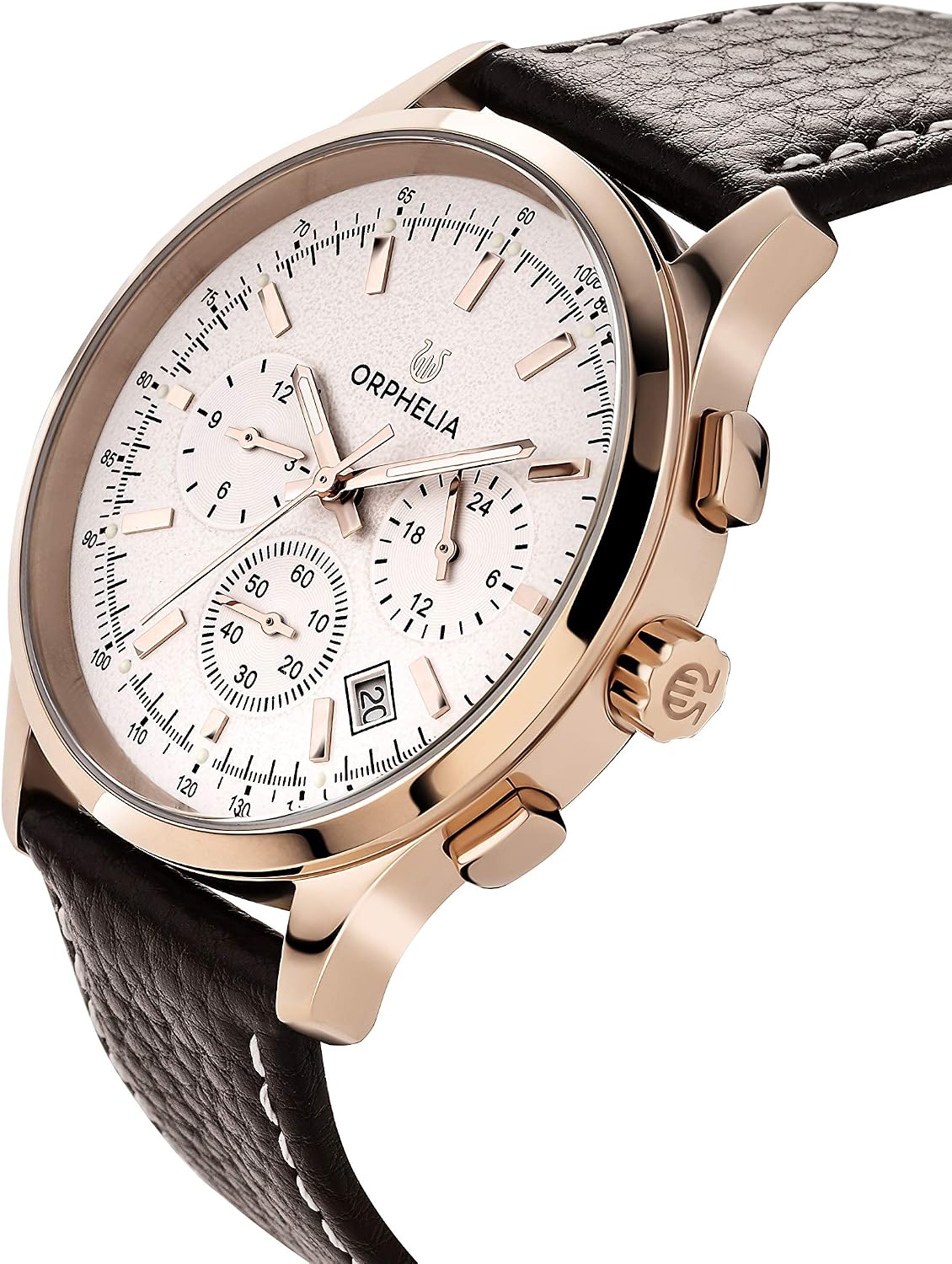 Orphelia Mens Multi Dial Quartz Watch with Leather Strap OR81703, Brown/Silver - Image 3
