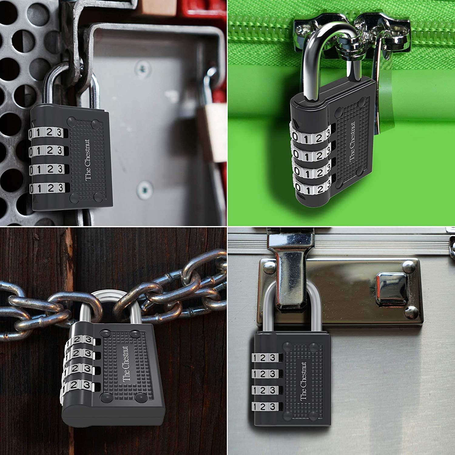 Padlock 4 Combination - Outdoor Weatherproof Combination Padlock - Keyless Resettable Combo - for Luggage, Travel, Door, School, Gym, Sports, Toolbox, Case, Employee Lockers, Hasp - - 