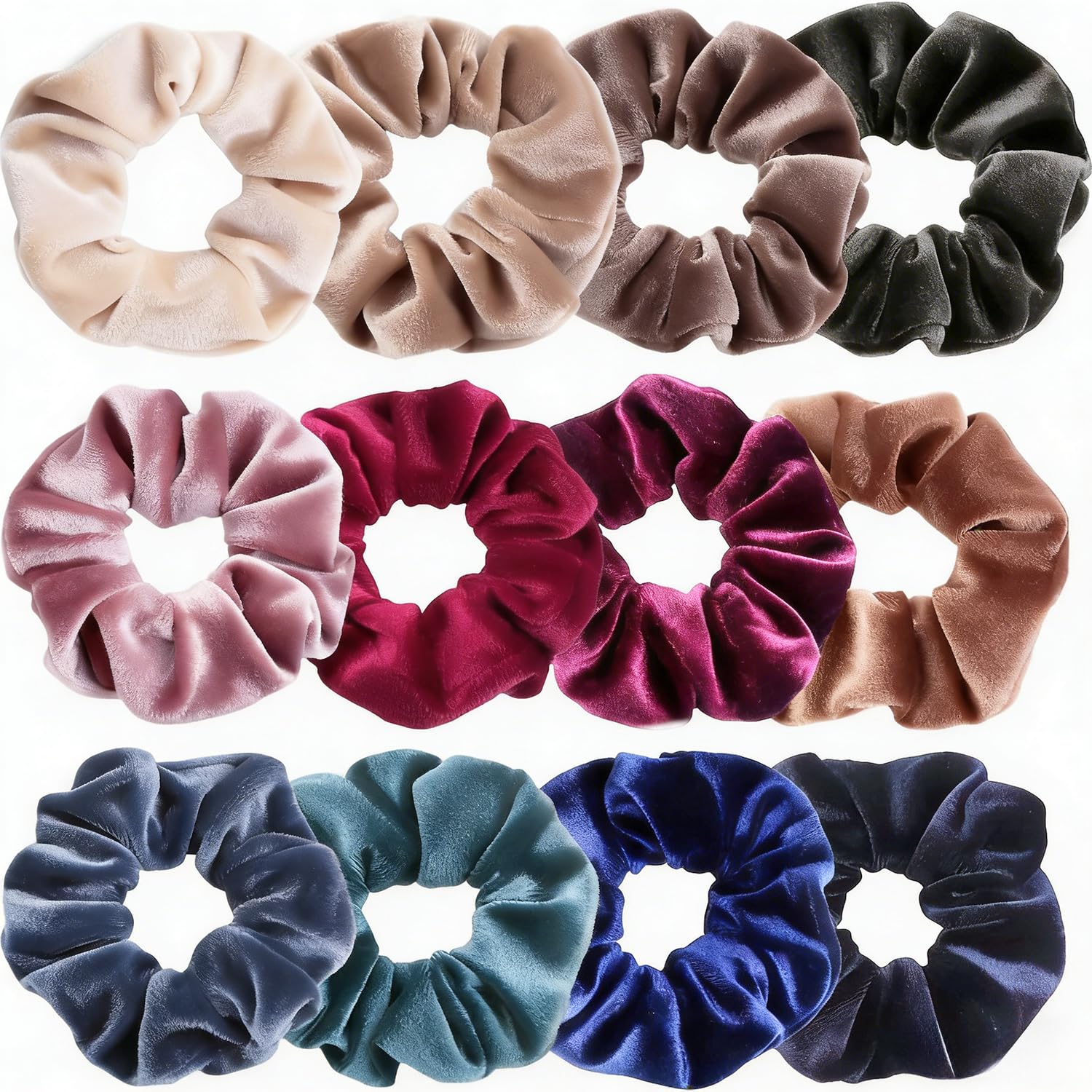 YUNYU 12 Pack Hair Scrunchies for Women,Hairband with Elastic,Hair Bands for Women Premium Satin Softer than Silk,Silk Scrunchies Solid Color Elastic Thick Bands