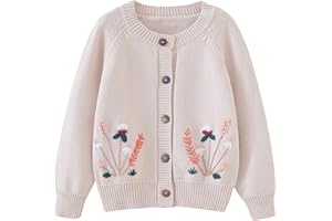 MICCINA Girls Cardigan Sweater Boys Long Sleeve School Uniforms Toddler Kids Knit Embroidery Button Jacket Outwear Tops