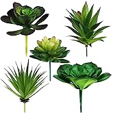 Hecaty 5 Pcs Faux Succulents Set, Realistic Fake Succulents, Artificial Hanging Ornaments Fleshed Plant Textured for Home Garden Wedding Party Spring Decoration (Green)