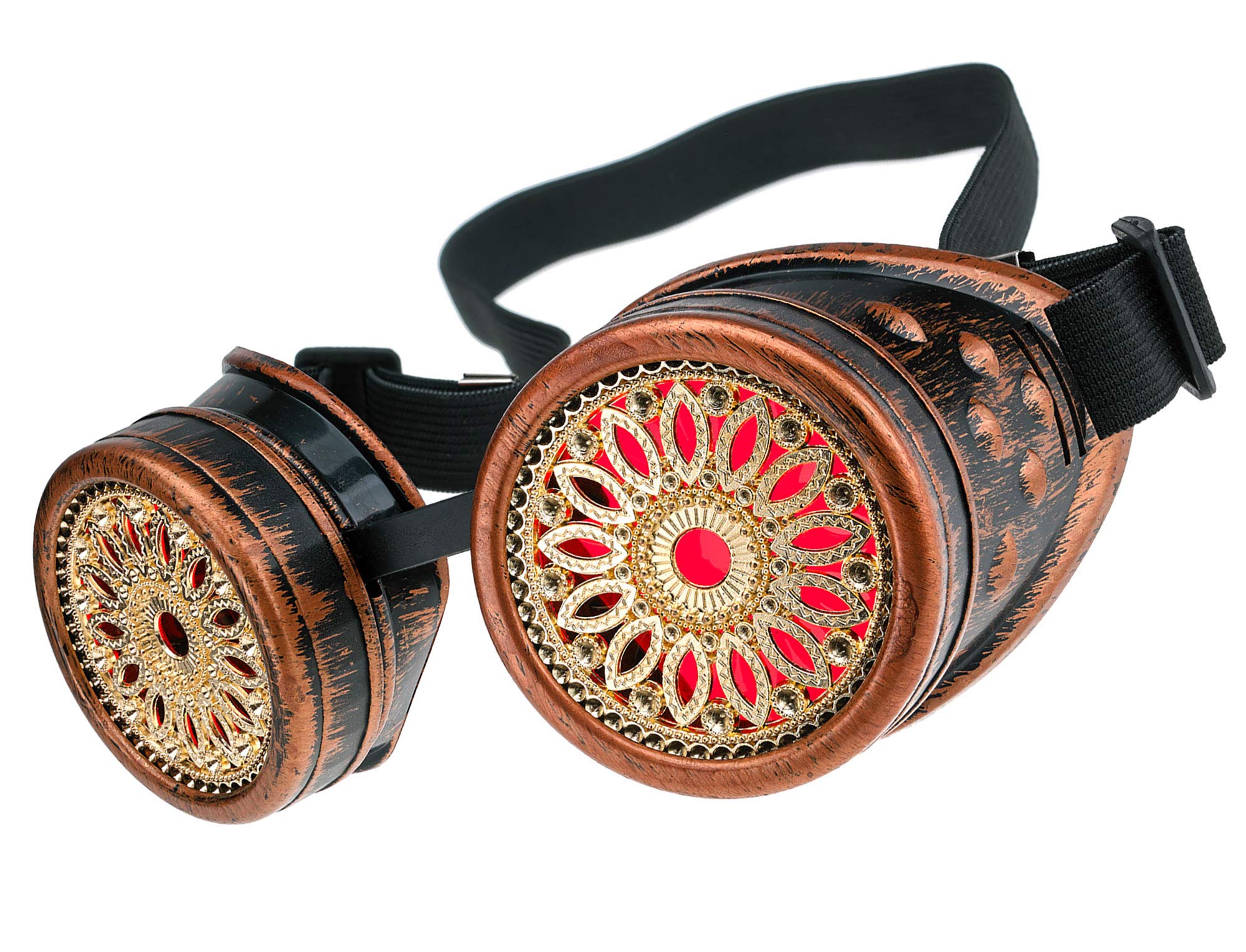 MFAZ Morefaz Ltd Welding Cyber Goggles Steampunk Goth Cosplay Sunglasses 50s Round Glasses Party Fancy Dress (Copper Design)