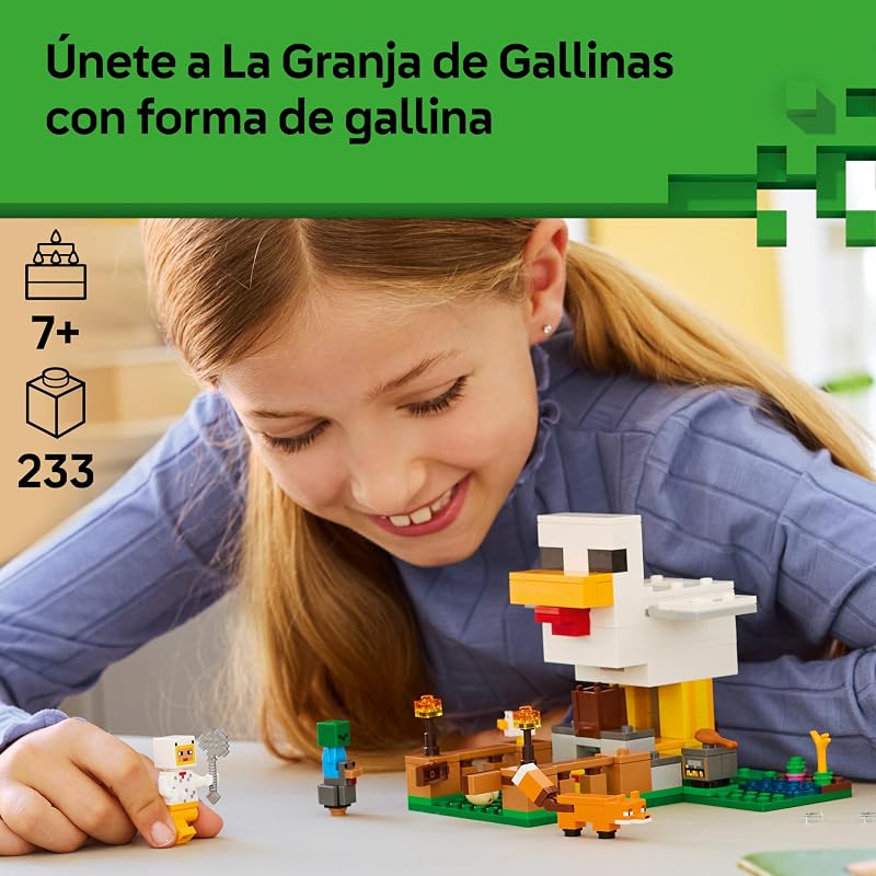 Minecraft The Chicken Farm - Quinta de Brinquedos com Minifiguras de Leque de Galinha, Bebé Zombie e Figura de Raposa - Presente para Gamer para Rapazes e Raparigas 7+ Anos - 21585 — foto 2 de 8