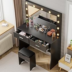 YESHOMY Vanity Desk with Mirror, Makeup Table with
