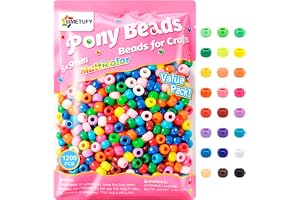 Simetufy 1200Pcs Pony Beads for Bracelet Making, Multi-Colored 6x9mm | 24 Colors Plastic Kandi Beads for Hair Braiding DIY Key Chains Crafts Kandi Jewelry Ornaments Decorations