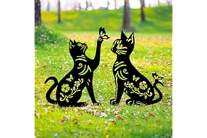 GDNSFIT Cat Metal Decor for Outside,Garden Stakes Decorative Cat Gifts for Women/Men,Black Silhouette Statues for Yard Ornaments,Lawn, Patio, Pathway,Outdoor Garden Decor