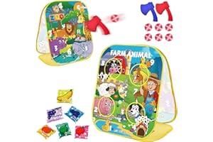 RaboSky 3-in-1 Farm Animals Bean Bags Toss Axes Throwing Sticky Balls Game for Kids 2 3 4 5 Toddlers Indoor Outdoor Sports Toys Gifts for Boys Birthday Valentines Easter Christmas Stocking Stuffer
