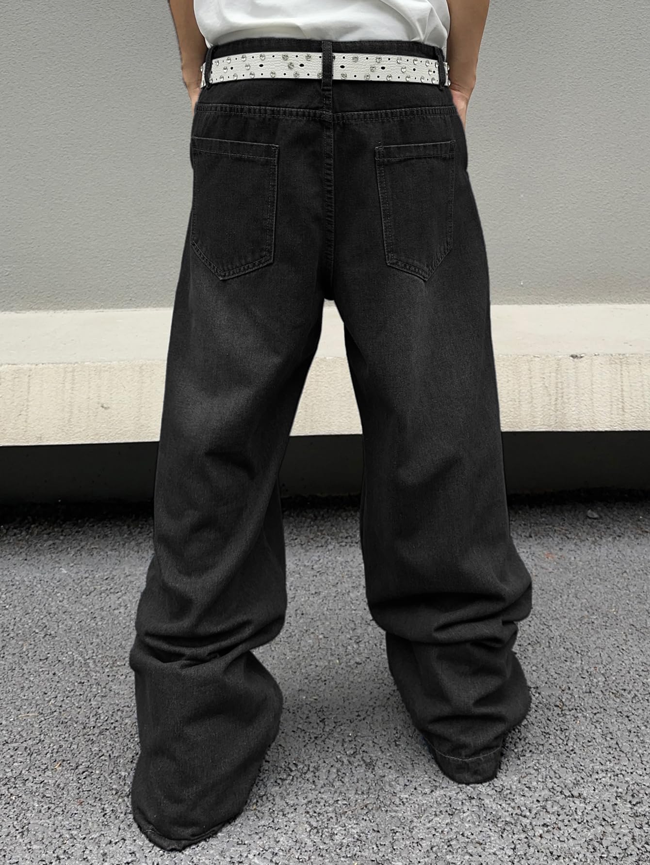 DFGIGT Men's Irregular Sutures Y2k Hip Hop Baggy Jeans Wide Leg Denim Pants Casual Loose Fit Trousers Streetwear