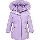 CICVSOC Girls Waterproof Winter Jacket Fleece Lined Hooded Coat,Kid's Warm Insulated Parka for School & Outdoor Play