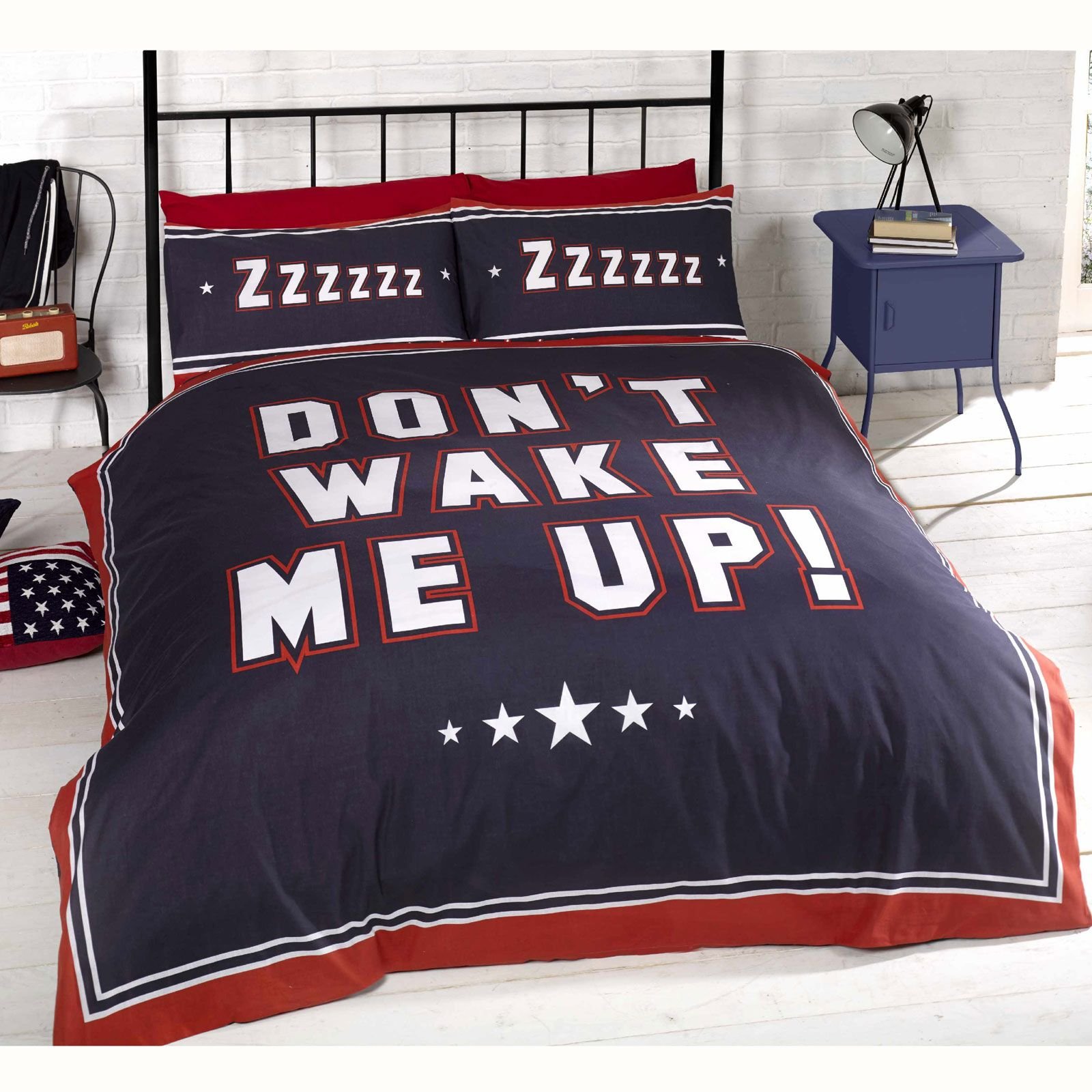 Don't Wake Me Up UK Double/US Full Duvet Cover & Pillowcase Set