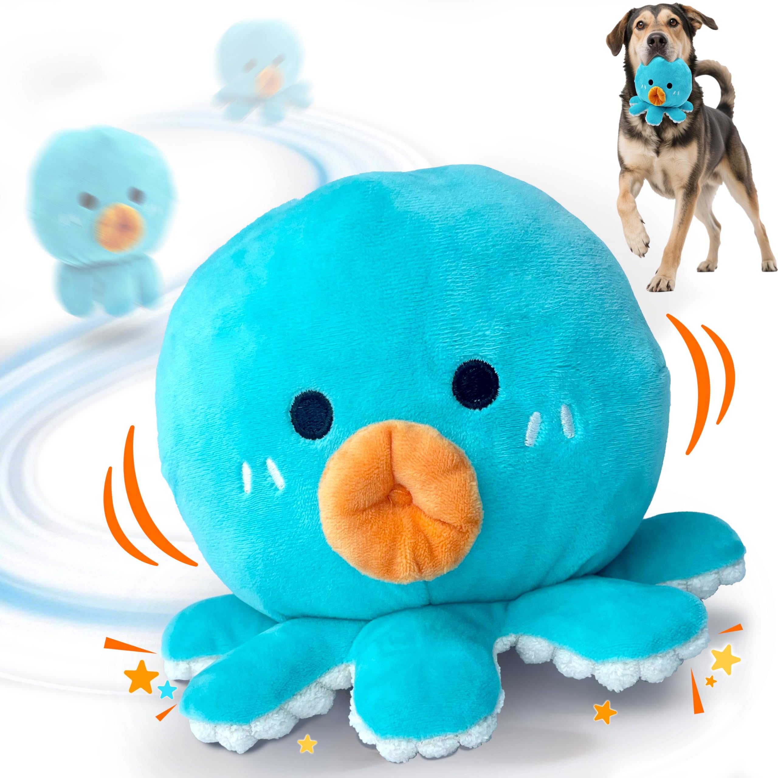 Photo 1 of Hanarook Interactive Dog Toys, Moving Squeaky Dog Toy Ball, Rechargeable Bouncing Rolling Puppy Ball Toy with Jumping Music Talking Mode for Puppy Small Medium Dogs to Keep Them Busy (Octopus)