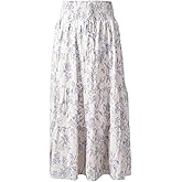 sprechic Women's Summer Flowy Boho Maxi Skirt 2025 A-Line Flowy Ruffle Tiered Drawstring Elastic High Waist Beach Long Skirts