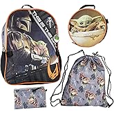 Bioworld The Mandalorian Grogu Baby Yoda This Is The Way 5 Piece 16" Backpack Lunch Bag Mega Set