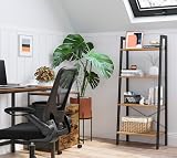 VASAGLE Ladder Shelf 4-Tier Bookcase Industrial Steel Frame Honey Brown Black view 2