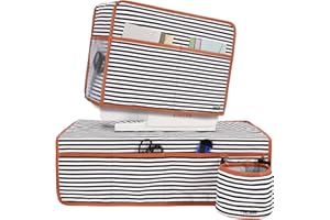 FINESUN 2in1 Sewing Accessories, Includes Dust Cover and Mat for Brother, Singer, Bernina and Most Machines (Stripe)