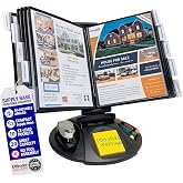 Ultimate Office AdjustaView Supply Base Desk Reference Display Organizer BK | 5 Adjustable Viewing Angles PLUS Functional Supply Storage Base, 10 Letter Size EZ-Load Black Pockets, Easy No Tool Assembly
