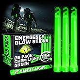 PartySticks Green Glow Sticks Emergency Chem Lights (6", 25 Pack) Military Grade 12 Hour Bulk Tactical Light Sticks for Survival Gear, Camping, Power Outages