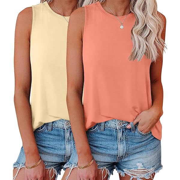 Riyiper 4 Pack Women's Racerback Tank Tops Casual Cotton Blend Summer Sleeveless Shirts Slim - View #12