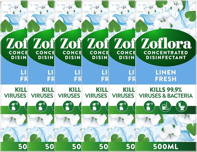Zoflora Linen Fresh All Purpose Disinfectant 6 x 500ml (3L) Antibacterial
