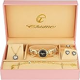 Gift Set Women's Watch Black - jewelry Set- Necklace-Ring- Earrings - Band