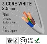 Primes DIY 3 Core White 3183Y Flexible PVC Mains Cable 2.5mm 70m BASEC Approved view 2