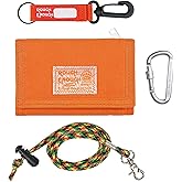 Rough Enough Kids Wallet for Boys Girls Teen with Neck Lanyard Keychain Canvas Bright Orange