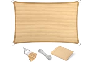 Eden's Decor Straight Flat-Edged Sun Shade Sail Rectangular 4' x 5' Beige UV-Blocking Outdoor Canopy Fabric Cloth Awning for Pergola Patio Garden Backyard Custom Size