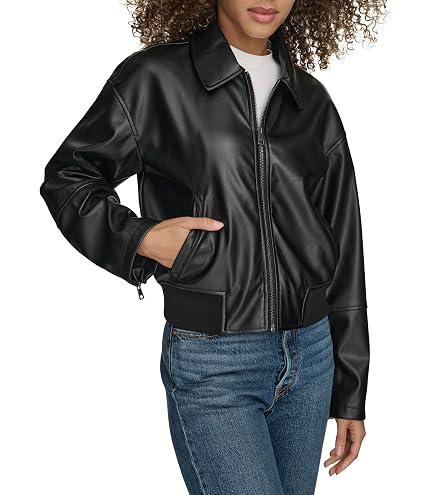 Amazon.com: Nicole Miller Women's Genuine Leather Jacket With Zip
