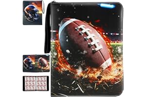 YDEPLVEO 900 Pocket Football Card Binder with Sleeves, Multicolor, 9 Pocket with 50 Removable Sleeves Zipper Book Folder Collector Album 3 Ring Binder Organizer Storage Kids Gift