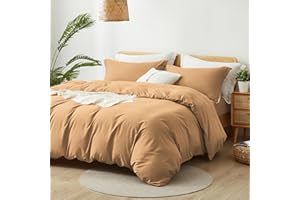 ALAZURIA King Size Duvet Cover - 3 Piece Bedding Set (1 Duvet Cover & 2 Pillow Shams) Soft Double Brushed Comforter Cover w/Zipper Closure & Corner Ties - No Comforter (104" X 90", Beige)