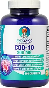 CoQ10 - Co-Enzyme Q10-200 mg - 200 Caps - High Absorption - Veg. Caps - Non-GMO - Ubiquinone - Heart & Cellular Energy by Foxxy Doc