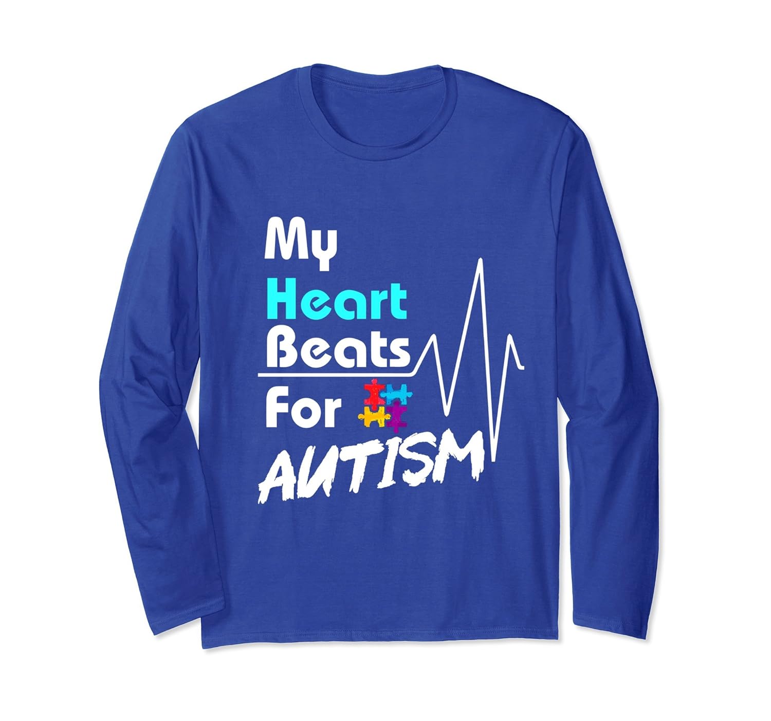 My Heart Beat for Autism Awareness LongSleeve Shirts Gifts-anz