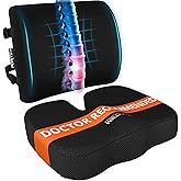 FORTEM Seat Cushion, Office Chair Cushion, Lumbar Support Pillow for Office Chair, Memory Foam Sciatica Coccyx Tailbone Pressure Pain Relief, Car Sitting Pad, Washable Non Slip