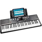 RockJam 61-Key Compact Keyboard Piano with LED Display, Keynote Stickers & Lessons
